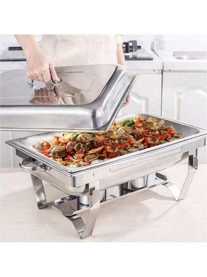 Rechaud Inox 9 Litros 1/2 Panelas Banho Maria 2 Cubas Buffet