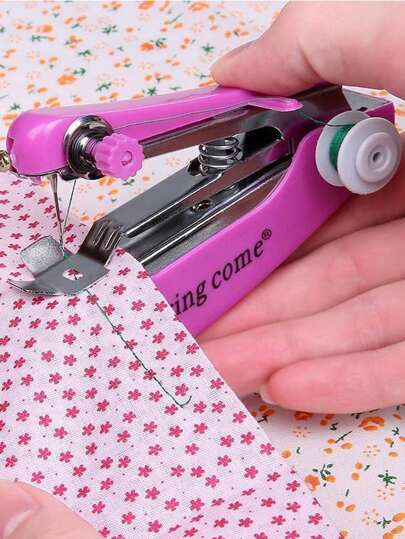 1pc Multicolor Portable Mini Handheld Manual Sewing Machine, Multifunctional For Home Use