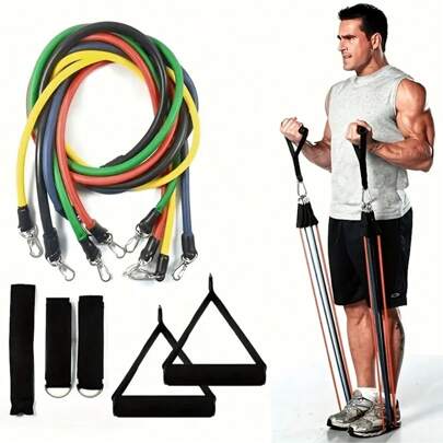 11pcs Resistance Bands Set Strength Training Chest Muscle Home Workout Equipment For Men & Women