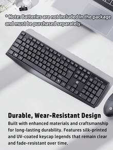 HP Black 108-Key Wireless Keyboard And Mouse Combination, 2.4G Full-Size Ergonomic Computer Keyboard, Mouse 3-Level DPI Adjustable, Office-Specific Classic Appearance Keyboard And Mouse Set - 黑色 - 查看 6
