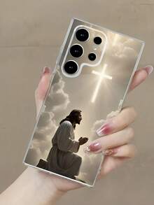 The Cross And Jesus Phone Case Suitable For Compatible With Galaxy S21/22/23/24/25 Ultra/FE+,A73/72/71/55/54/53/52/51/35/34/33/25/24/22/16/15/14/13/12,As Well As,Iphone17,16, 15, 14, 13, 12, 11, PRO MAX, X, XS, PLUS,Air, - 彩色 - 查看 2