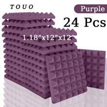 TOUO 金字塔吸音泡沫板 6-48 块，8 种颜色，高密度隔音泡沫 12 英寸 X 12 英寸 X 2 英寸 / 12 英寸 X 12 英寸 X 1.18 英寸，适用于墙壁、工作室、鼓室、办公室的隔音和声学处理 - 彩色 - 查看 18