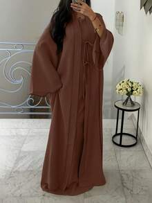 ANCHOSE Damen Elegant Ärmellos Maxikleid und Schleife Lang Strickjacke Zweiteiler im Mittleren Osten Stil