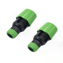 2 件套水龙头软管连接器适配器 - 防漏塑料水龙头至花园软管适配器，带绿色人体工学手柄，美标/欧标螺纹，适用于厨房浴室户外浇水、沙滩必需品、沙滩配件、泳池浮球