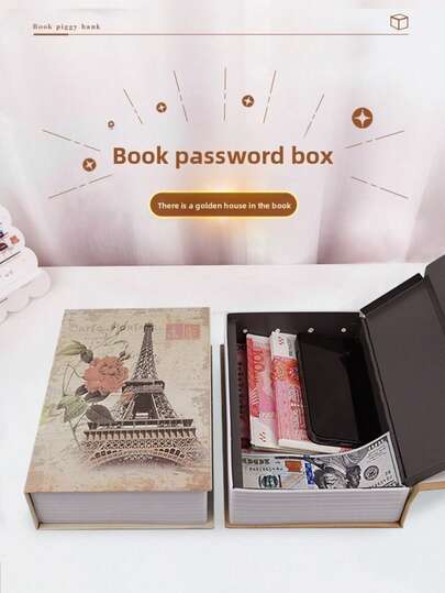 1pc Creative Book Safe Box, Book-Shaped Password Lock Home Invisible Bedside Safe, Standard Size, Medium Size, Large Size Safe Box, Realistic Simulation Small Safe Box Suitable For Office, Bedroom, Etc.
