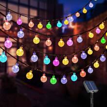 1 Solar-Powered String Lights Crystal Globe, Spherical Bubble Ball Outdoor Yard Lights, 8 Solar Fairy Lights, Very Suitable For Garden, Christmas, Office, Bedroom, Hotel, Restaurant, Bar, Party, Wedding Decoration, IP54 Outdoor Lights Strip
