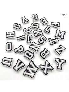 1pc Back To School Letter Shoe Charms DIY Decor Accessories, Suitable For Students, Gift For Friends, Hollow Out Clogs Shoe Flower Decoration, Casual Versatile - Black and White - View 4