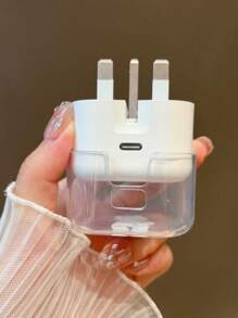 3 件套数据线充电器保护壳，TPU 软壳，英国插头 Apple 20W 快速充电器，彩色心形和字母图案，适合返校，兼容英国插头 Apple 20W 快速充电器数据线保护器充电器配件手机配件