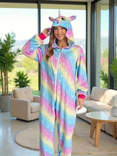 mameluco mujer, pijama unicornio, ropa cómoda, pijama con capucha, mameluco divertido, ropa para estar en casa, pijama cálido mujer, mameluco fantasía, ropa casual hogar, pijama cute.