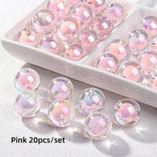 Enjoy Fun of DIY 20 Peças Contas Acrílicas Redondas Transparentes, Suprimentos para Fazer Pulseiras, Correntes de Telefone, Joias DIY