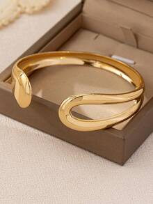 1 件简约优雅高品质小众设计不对称镂空水滴金色金属袖口手链，适合正式场合、派对、日常穿着、办公室、酒吧、音乐节、街头风格、摄影、婚礼、商务活动，是送给朋友和家人的绝佳礼物 - 金黃色 - 查看 13