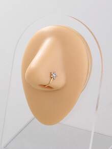 1 件金色五角星鼻环，带微镶嵌锆石星假鼻环，女士穿孔首饰