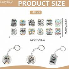 UV DTF Wrap Stickers - 48pcs Spanish Bible Verses UV DTF Stickers For Motel Keychain, UV DTF Decals For Acrylic Keychain, DIY Crafts, Glass & Smooth Surfaces, Keychain Accessories, LuxyDay Brand - Multicolor - View 2