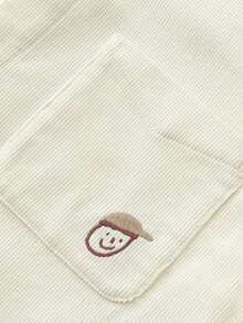 mini bala Boys Corduroy Shirt 2025 Fall Retro Soft Long Sleeve - Milky White - View 8