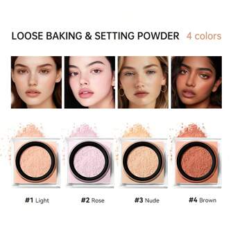 lakerain Loose Baking And Setting Powder, Smooth Matte Finish, Blurring Effect, Even Skin Tone, Long-Lasting Makeup Setting 4 Colors