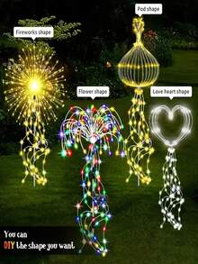 户外防水太阳能鞭炮灯，太阳能烟花灯，垂柳灯，LED蒲公英星光仙女灯，花园氛围装饰，适用于庭院、小径、露台、花坛、露营、派对装饰 - 太陽能煙火燈 - 查看 10