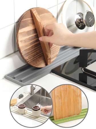 1pc/Silicone Lid Organiser Countertop Non-Slip Pad Dishwasher Drainer Kitchen Stovetop Heat Insulation Pad