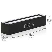 Tea Bag Holder With 6 Compartments, Wooden Spice Organizer For Coffee Stations, Storage Basket For Tea Cans And Sugar Packets For Drawers, Shelves And Countertops - 黑色 - 查看 5
