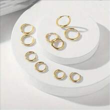 5 Pairs Elegant Minimalist Stainless Steel Hoop Earrings Set, Suitable For Women, Fashion Small Cartilage Helix Piercing Earrings, Suitable For Daily And Party Wear