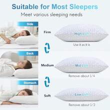 SDBCooling Pillows For Sleeping 2 Pack Shredded Memory Foam Bed Pillows Queen Size Set Of 2 Cool Gel Pillow For Hot Sleepers Adjustable Firm Pillow For Side Back And Stomach Sleepers Supportiveil05 - Làm mát trắngCơ bản - Xem 4