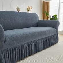 1PC Geometric Skirt Sofa Cover Elastic Living Room Sofa Protective Cover - Màu xanh nhạt - Xem 6