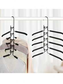 5pcs Heavy Duty Space-Saving Metal Hangers With Non-Slip Foam Pads - Multi-Layer Design For Coats, Sweaters, Suits, And T-Shirts - Perfect For Closet Organization, Hangers For Clothes