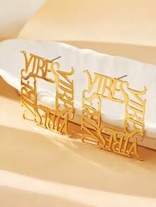 1pc Custom Letter Earrings, Crafted Exclusively For Fashion Enthusiasts! These Custom Engraved Earrings Are A Must-Have For Parties. They Make A Perfect Choice For Daily Outings And A Delightful Surprise For Besties-Sure To Stand Out At Gatherings. A Piece Of Customized Fashion Jewelry That Shines With Personalized. - Multicolor - View 6