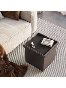 Free Shipping15 Inches Storage Ottoman Cube Set Of 2, Foldable Storage Boxes Footrest Step Stool, Padded Seat For Dorm Ving Room, Support 300lbs, Ne Fabric Grey Dgds - Brown - View 6