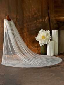 1 pieza Capa nupcial larga con flecos, chal decorado con lentejuelas con broche, elegante para que las mujeres asistan a fiestas de noche, ropa casual de otoño para mujeres