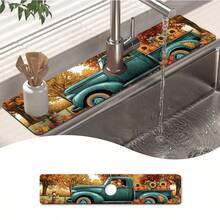 Armaturenabdeckungsmatte, Herbst/Halloween, Badezimmer Armaturenspritzschutz, feuchtigkeitsbeständige rutschfeste Armaturenablaufmatte, Küchenarbeitsplatten-Accessoires, Spülbeckenmatte, multifunktionale saugfähige Unterlage