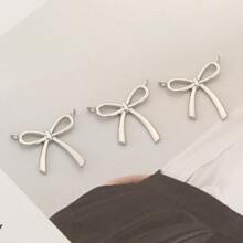 3 Pieces Of DIY Copper Inlaid Zirconia Delicate Bow 18K Gold Plated Silver Pendant Jewelry Accessories