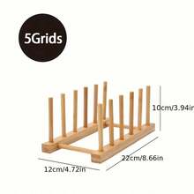 1pc Bamboo Plate Holder Rack, Kitchen Storage Organizer For Plates, Bowls, Cups, Pot Lids And Cutting Boards, Multipurpose Bamboo Drying Rack, Shelf, Home Kitchen Essentials