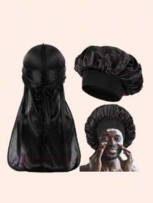 قبعة للرجال، قبعة شعر للنساء أثناء النوم، طقم قبعات وأغطية الرأس متطابقة - متعدد الألوان - مشاهدة 3