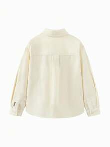 mini bala Boys Corduroy Shirt 2025 Fall Retro Soft Long Sleeve - Milky White - View 6