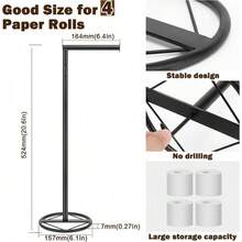 Bath Toilet Paper Holder, Metal Toilet Tissue Roll Organizer Storage, Tissue Paper Holder Stand For Bathroom/Kitchen Countertop (20" H, Matte Black)