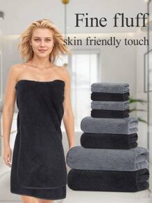 8pcs/Set [4pcs Hand Towels + 2pcs Face Towels + 2pcs Bath Towels] Coral Fleece Towel Set, Soft & Absorbent, Quick Drying, Suitable For Bathing, Face Washing, Kitchen, Bathroom, Travel And Outdoor Use Shower Towels For Beaty Salon, Hotel Sports,Home Essentials, Towel, Skin Care - Multicolor - View 7