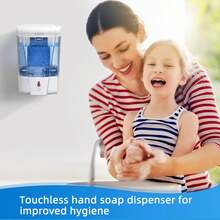 Automatic Soap Dispenser Touchless, 21oz/600ml Soap Dispenser Wall Mount, Liquid Soap Dispensers For Hand Soap Refill, Bathroom, Kitchen, Household, Commercial Place, ABS Plastic White,8802302 - 白色 - 查看 5