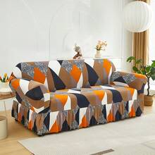 1PC Geometric Skirt Sofa Cover Elastic Living Room Sofa Protective Cover - trái cam - Xem 3