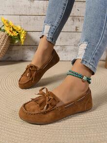 2025 New Lightweight Tassel Round Toe Comfortable Flat Non-Slip Soft Bottom Casual Loafers, Suitable For Mothers