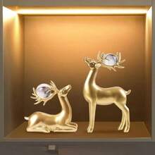 Um Par, Bola de Cristal Rena Geradora de Dinheiro, Rena Fofa sob a Árvore de Natal, Decoração de Lareira, Decoração de Casa, Decoração para Quarto, Escritório e Sala de Estar, Presente de Aniversário, Decoração de Natal, Presente de Véspera de Natal