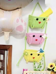 1pc 3-Tier Tasseled Storage Hanging Basket, Handmade Rope Organizer For Kitchen, Living Room, Bedroom, Bathroom, Home Decor - Multicolor - View 4