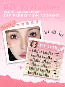 LASHIDOL 30 簇无胶睫毛延长，柔软自然假睫毛 DIY 套装，适合初学者且可重复使用 - 黑色 - 查看 8