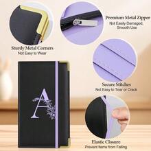 FIODAY Server Book, Alphabet Server Books For Waitress, Leather Waitress Book With Zipper Pocket Serving Book Server Manual Checkbook Fits Server Apron,A - 紫色A - 查看 5
