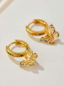 1 对时尚波西米亚风彩色蝴蝶吊坠耳环女士可爱独特复古珠宝美学礼品配饰