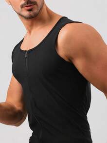 ARUNOW Sauna Sweat Vest Workout Tank Top Waist Trainer Shirt For Men Compression Workout Enhancing Vest With Zipper