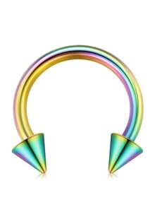 1 件装鼻中隔马蹄形耳环女士不锈钢眉耳屏唇环 16G 8 毫米防过敏鼻环穿孔饰品