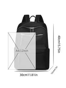 LECEY 女士多功能纯色休闲背包，时尚大容量学院风防水耐用书包，适合初中和高中学生，便携式多隔层包，适合户外、旅行和商务通勤 - 黑色 - 查看 5