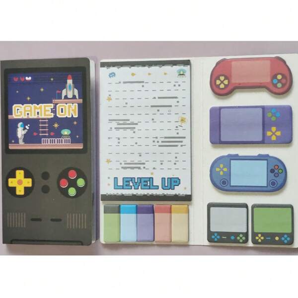 440pcs Video Game Themed Sticky Notes Set, Diverse & Unique Design Self-Adhesive Memo Pad, Rectangular Writing Notepad, Office Supplies, Back To School Student Prize