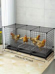 Chicken Cage With Easy-Clean Removable Tray, Secure Locking Door & Safety Wire Mesh - Easy Assembly For Ducks, Rabbits, Birds, Small Animal Enclosure - 黑色 - 查看 11