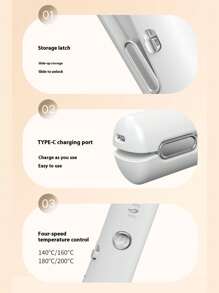 Wireless Charging Flat Iron, Unisex Travel Portable Multifunctional Curling & Straightening Hair Styler, Mini Frizzy Clip, Wireless Non-Rechargeable Mini Flat Iron Low Power Dorm Clip Board